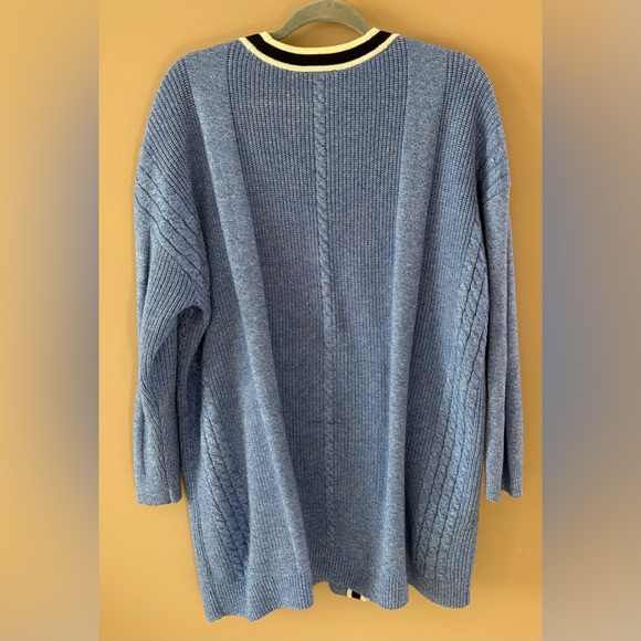 Classic Talbots 2X Heathered Light Blue Boyfriend Cardigan - Picture 4 of 4
